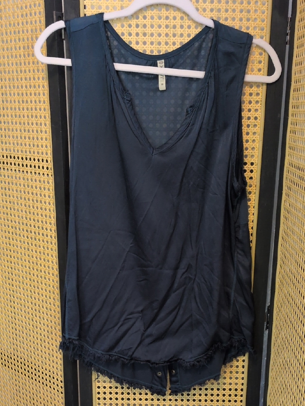 XCVI Royal Blue  SATINV-Neck Sleeveless Tank